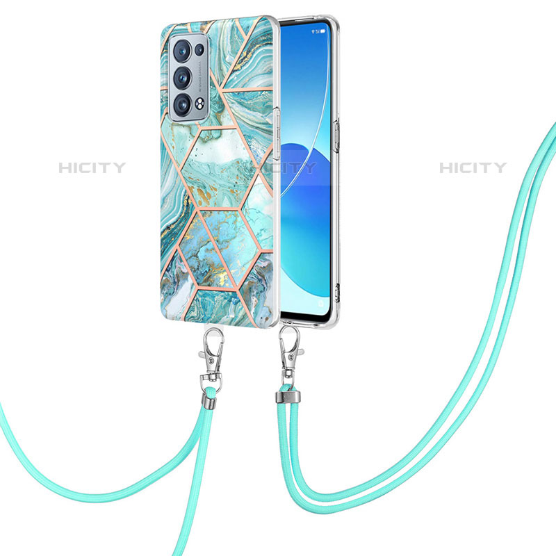 Custodia Silicone Gel Morbida Fantasia Modello Cover con Cinghia Cordino Mano Y01B per Oppo Reno6 Pro+ Plus 5G