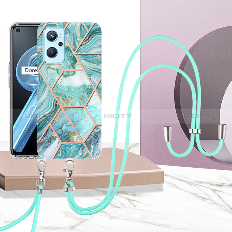 Custodia Silicone Gel Morbida Fantasia Modello Cover con Cinghia Cordino Mano Y01B per Realme 9i 4G