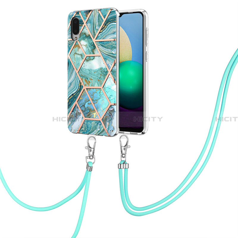 Custodia Silicone Gel Morbida Fantasia Modello Cover con Cinghia Cordino Mano Y01B per Samsung Galaxy A02