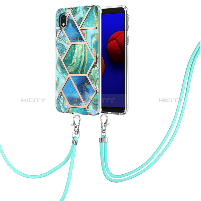 Custodia Silicone Gel Morbida Fantasia Modello Cover con Cinghia Cordino Mano Y01B per Samsung Galaxy M01 Core