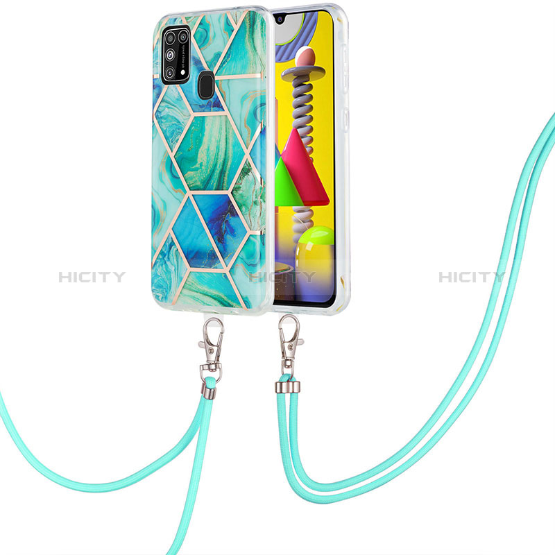 Custodia Silicone Gel Morbida Fantasia Modello Cover con Cinghia Cordino Mano Y01B per Samsung Galaxy M21s