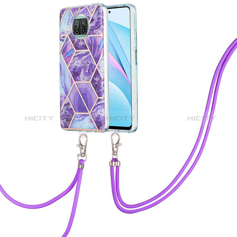 Custodia Silicone Gel Morbida Fantasia Modello Cover con Cinghia Cordino Mano Y01B per Xiaomi Mi 10T Lite 5G Viola