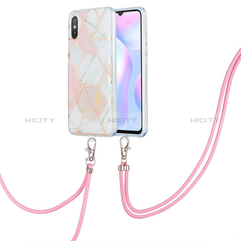 Custodia Silicone Gel Morbida Fantasia Modello Cover con Cinghia Cordino Mano Y01B per Xiaomi Redmi 9A