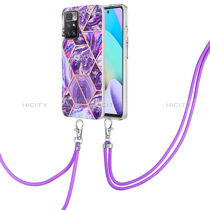 Custodia Silicone Gel Morbida Fantasia Modello Cover con Cinghia Cordino Mano Y01B per Xiaomi Redmi Note 11 4G (2021) Viola