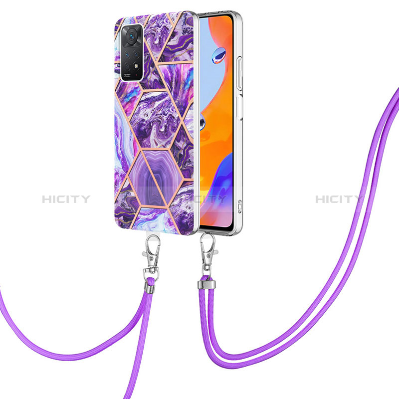 Custodia Silicone Gel Morbida Fantasia Modello Cover con Cinghia Cordino Mano Y01B per Xiaomi Redmi Note 12 Pro 4G Viola