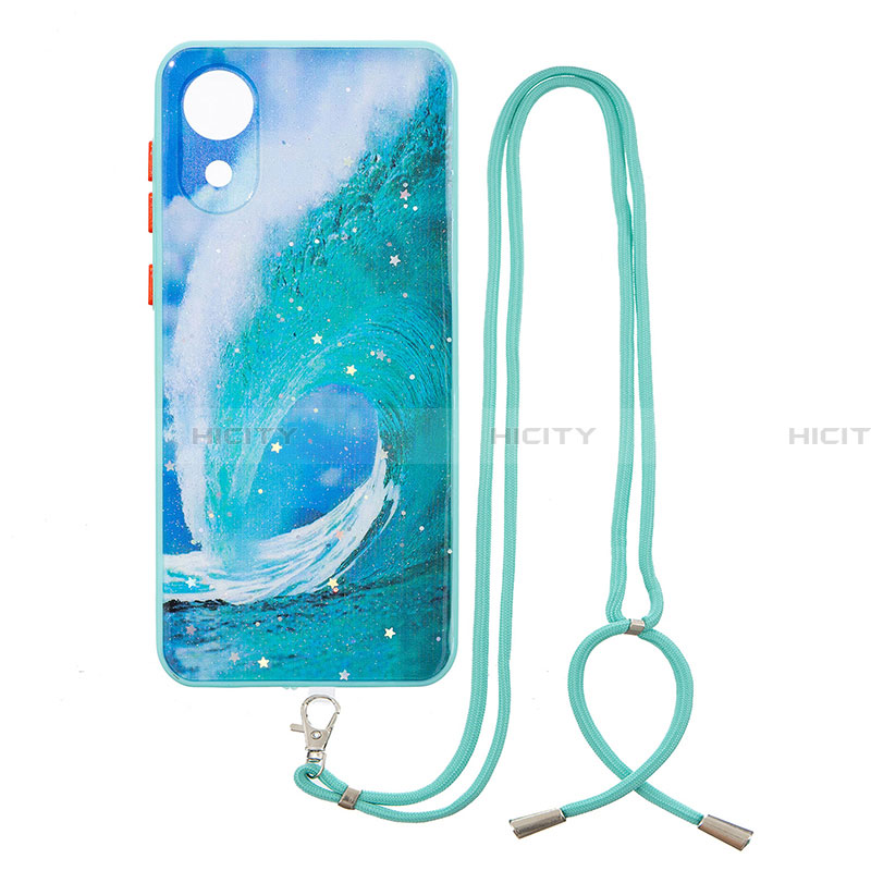 Custodia Silicone Gel Morbida Fantasia Modello Cover con Cinghia Cordino Mano Y01X per Samsung Galaxy A03 Core Verde