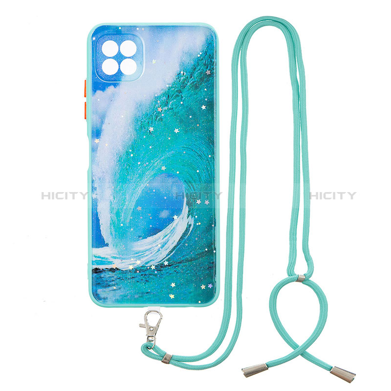 Custodia Silicone Gel Morbida Fantasia Modello Cover con Cinghia Cordino Mano Y01X per Samsung Galaxy A22s 5G Verde