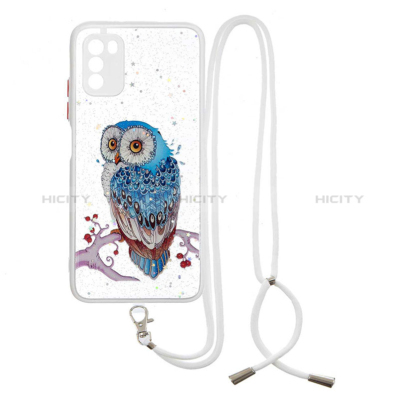 Custodia Silicone Gel Morbida Fantasia Modello Cover con Cinghia Cordino Mano Y01X per Xiaomi Poco M3 Multicolore