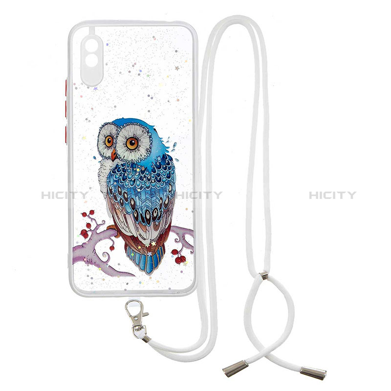 Custodia Silicone Gel Morbida Fantasia Modello Cover con Cinghia Cordino Mano Y01X per Xiaomi Redmi 9A Multicolore