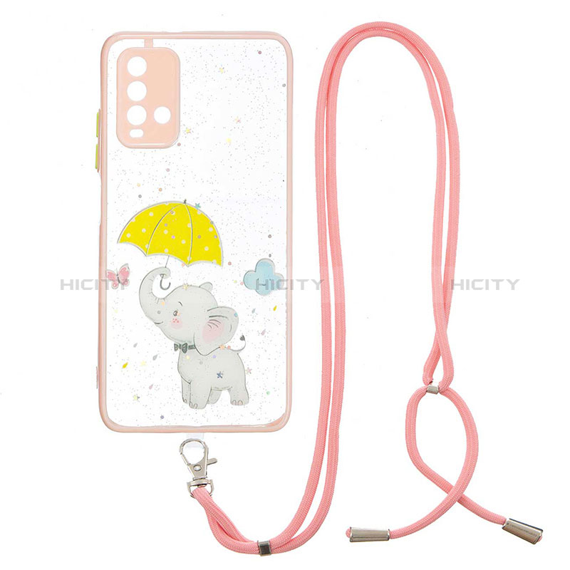 Custodia Silicone Gel Morbida Fantasia Modello Cover con Cinghia Cordino Mano Y01X per Xiaomi Redmi 9T 4G