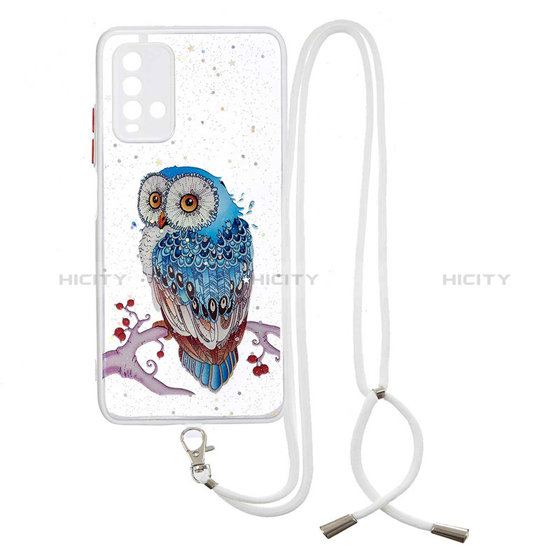 Custodia Silicone Gel Morbida Fantasia Modello Cover con Cinghia Cordino Mano Y01X per Xiaomi Redmi 9T 4G Multicolore