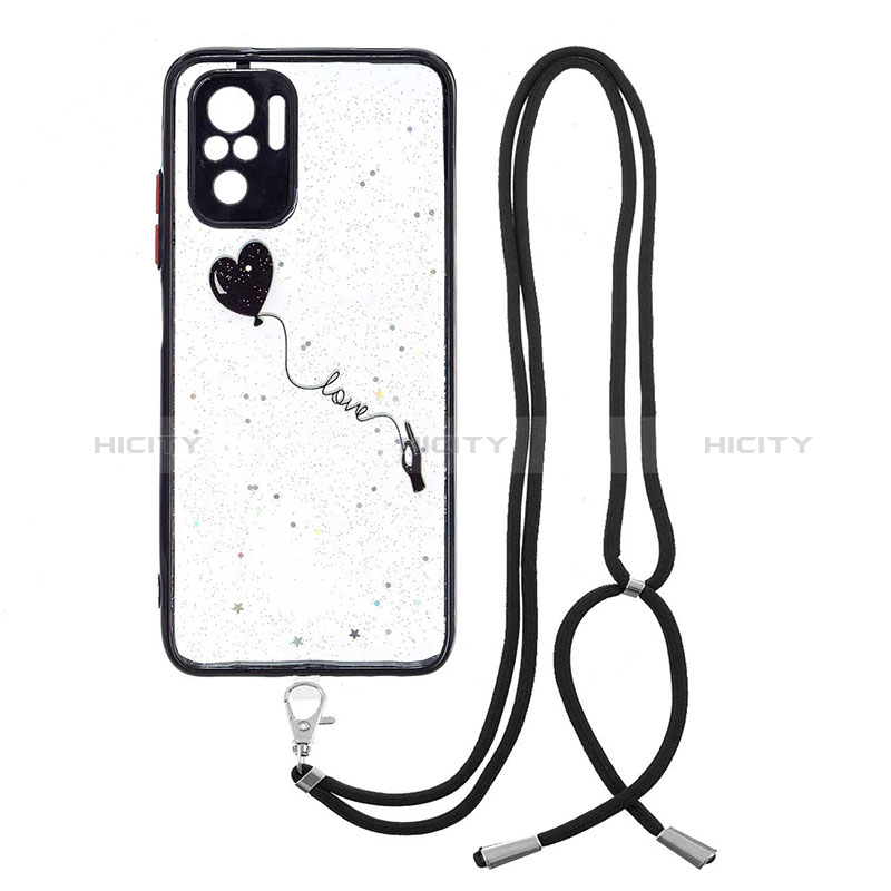 Custodia Silicone Gel Morbida Fantasia Modello Cover con Cinghia Cordino Mano Y01X per Xiaomi Redmi Note 11 SE India 4G Nero