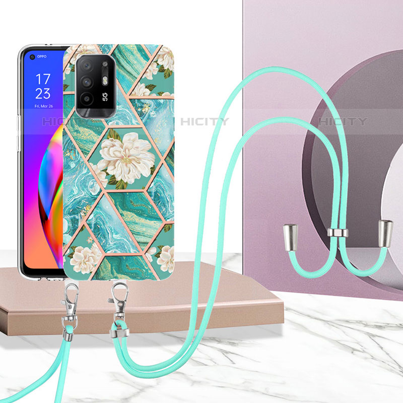 Custodia Silicone Gel Morbida Fantasia Modello Cover con Cinghia Cordino Mano Y02B per Oppo A95 5G