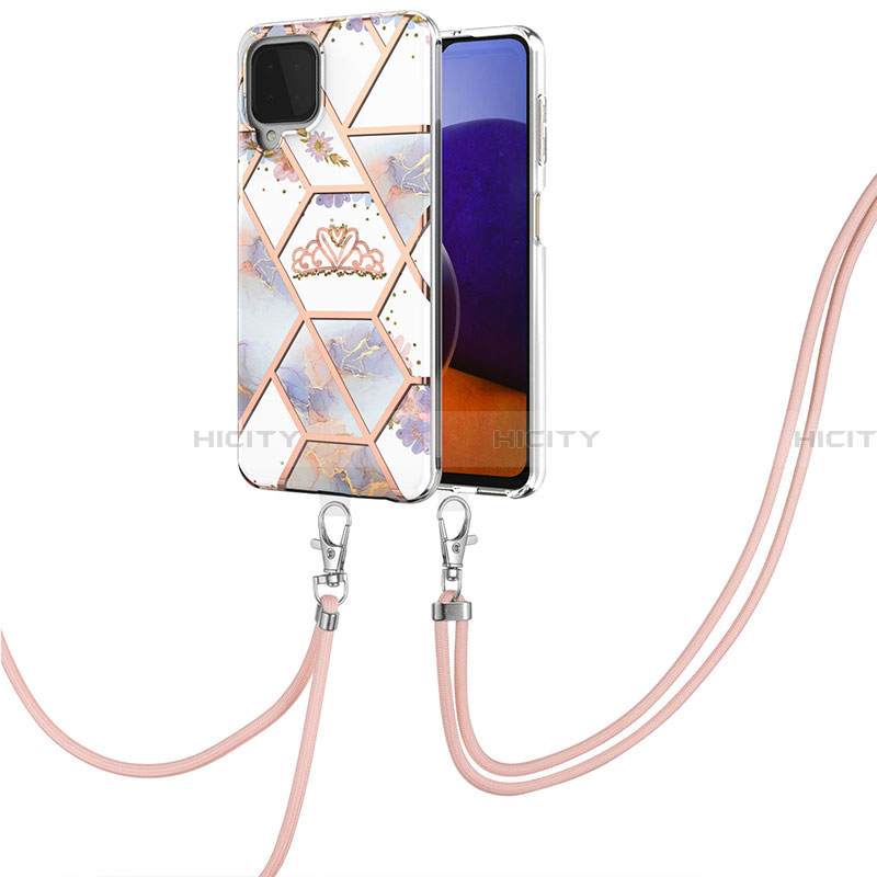 Custodia Silicone Gel Morbida Fantasia Modello Cover con Cinghia Cordino Mano Y02B per Samsung Galaxy A22 4G