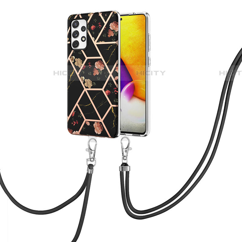 Custodia Silicone Gel Morbida Fantasia Modello Cover con Cinghia Cordino Mano Y02B per Samsung Galaxy A72 4G