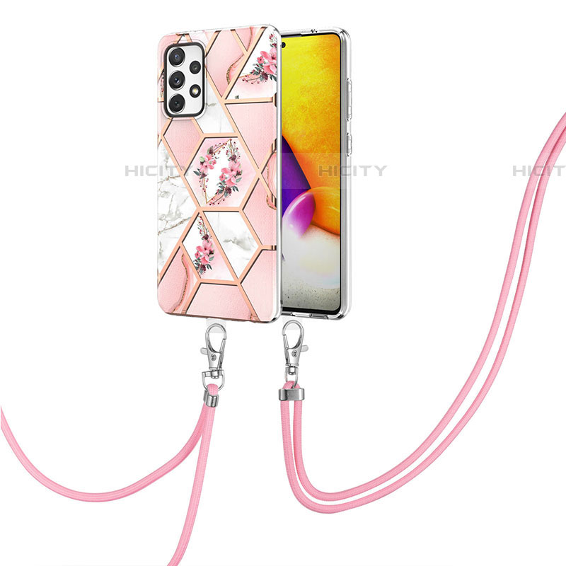 Custodia Silicone Gel Morbida Fantasia Modello Cover con Cinghia Cordino Mano Y02B per Samsung Galaxy A72 5G