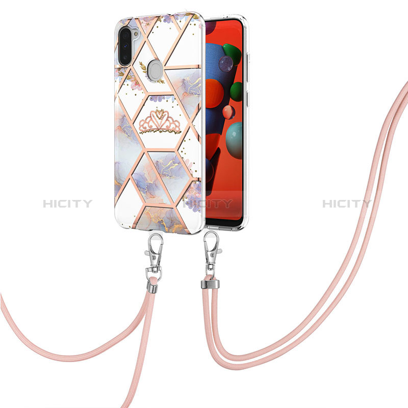 Custodia Silicone Gel Morbida Fantasia Modello Cover con Cinghia Cordino Mano Y02B per Samsung Galaxy M11