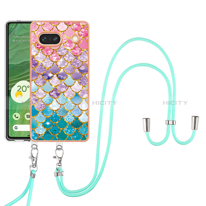 Custodia Silicone Gel Morbida Fantasia Modello Cover con Cinghia Cordino Mano Y03B per Google Pixel 7a 5G