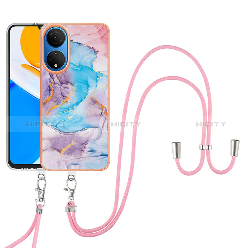 Custodia Silicone Gel Morbida Fantasia Modello Cover con Cinghia Cordino Mano Y03B per Huawei Honor X7