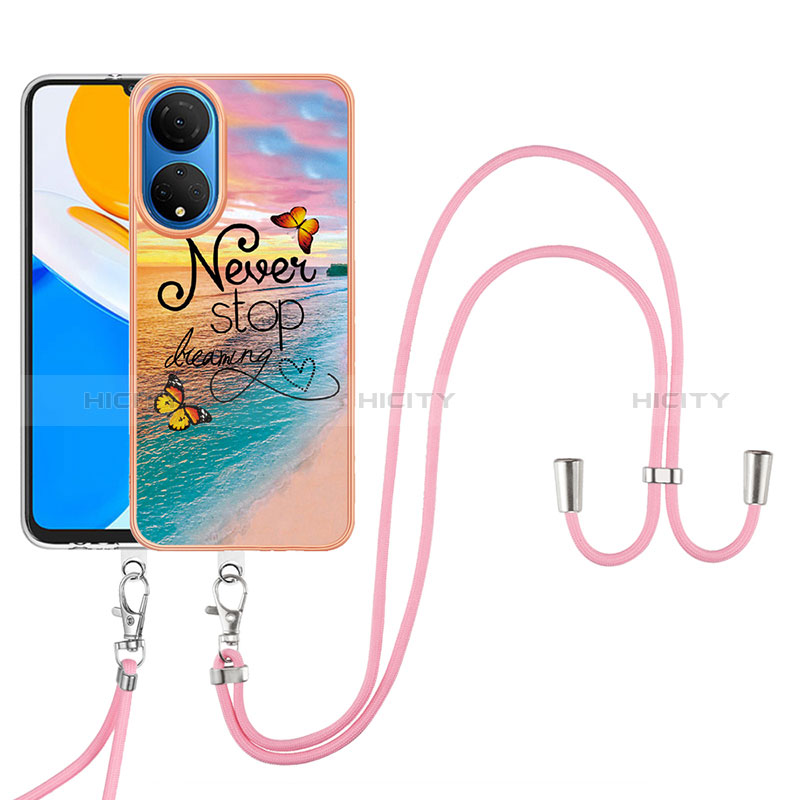 Custodia Silicone Gel Morbida Fantasia Modello Cover con Cinghia Cordino Mano Y03B per Huawei Honor X7 Multicolore