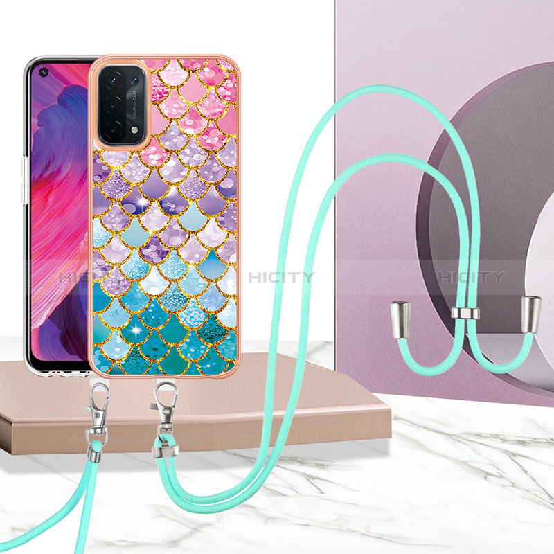 Custodia Silicone Gel Morbida Fantasia Modello Cover con Cinghia Cordino Mano Y03B per Oppo A74 5G