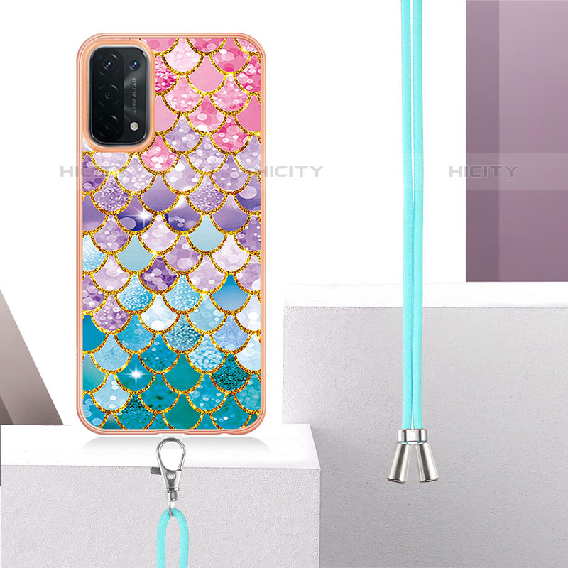 Custodia Silicone Gel Morbida Fantasia Modello Cover con Cinghia Cordino Mano Y03B per Oppo A93 5G