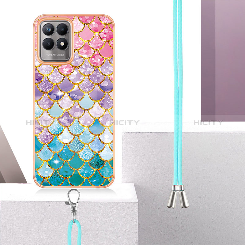 Custodia Silicone Gel Morbida Fantasia Modello Cover con Cinghia Cordino Mano Y03B per Realme 8i