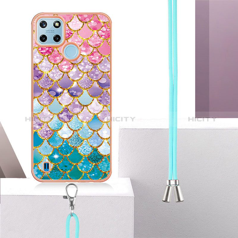 Custodia Silicone Gel Morbida Fantasia Modello Cover con Cinghia Cordino Mano Y03B per Realme C25Y