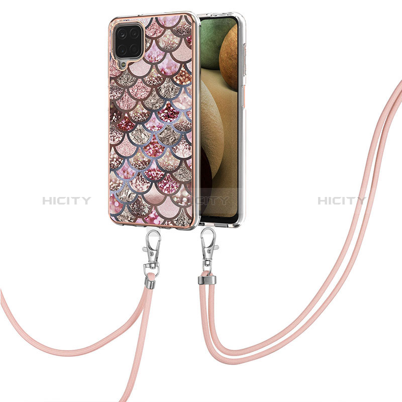 Custodia Silicone Gel Morbida Fantasia Modello Cover con Cinghia Cordino Mano Y03B per Samsung Galaxy A12
