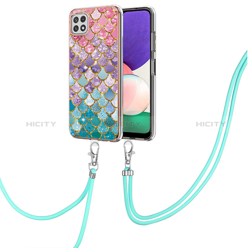 Custodia Silicone Gel Morbida Fantasia Modello Cover con Cinghia Cordino Mano Y03B per Samsung Galaxy A22s 5G