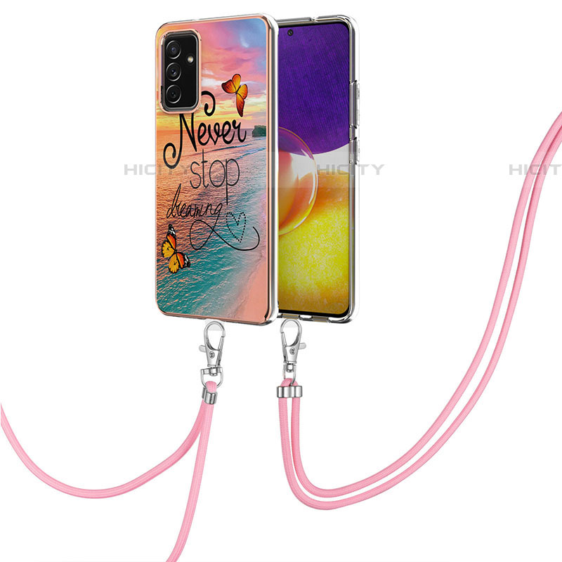 Custodia Silicone Gel Morbida Fantasia Modello Cover con Cinghia Cordino Mano Y03B per Samsung Galaxy A24 4G Multicolore