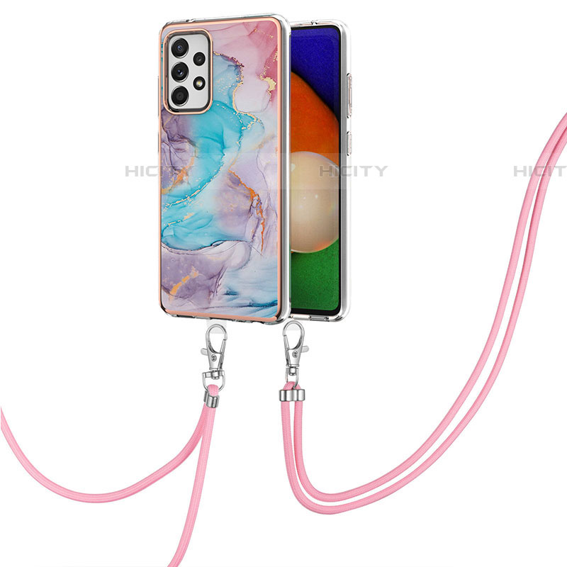 Custodia Silicone Gel Morbida Fantasia Modello Cover con Cinghia Cordino Mano Y03B per Samsung Galaxy A52 4G