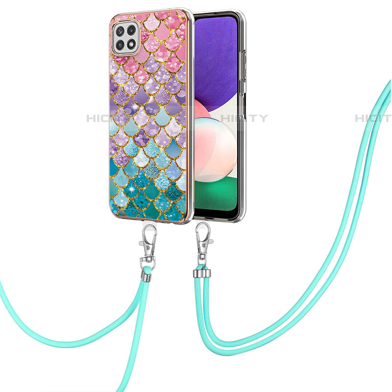 Custodia Silicone Gel Morbida Fantasia Modello Cover con Cinghia Cordino Mano Y03B per Samsung Galaxy F42 5G