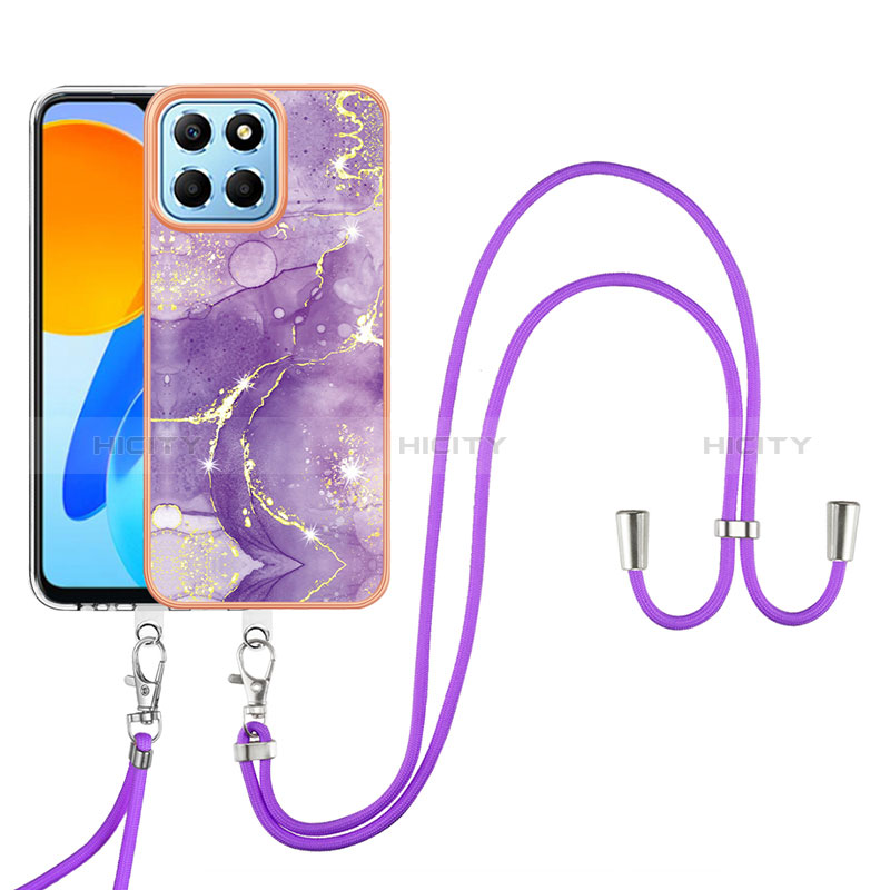 Custodia Silicone Gel Morbida Fantasia Modello Cover con Cinghia Cordino Mano Y05B per Huawei Honor X6