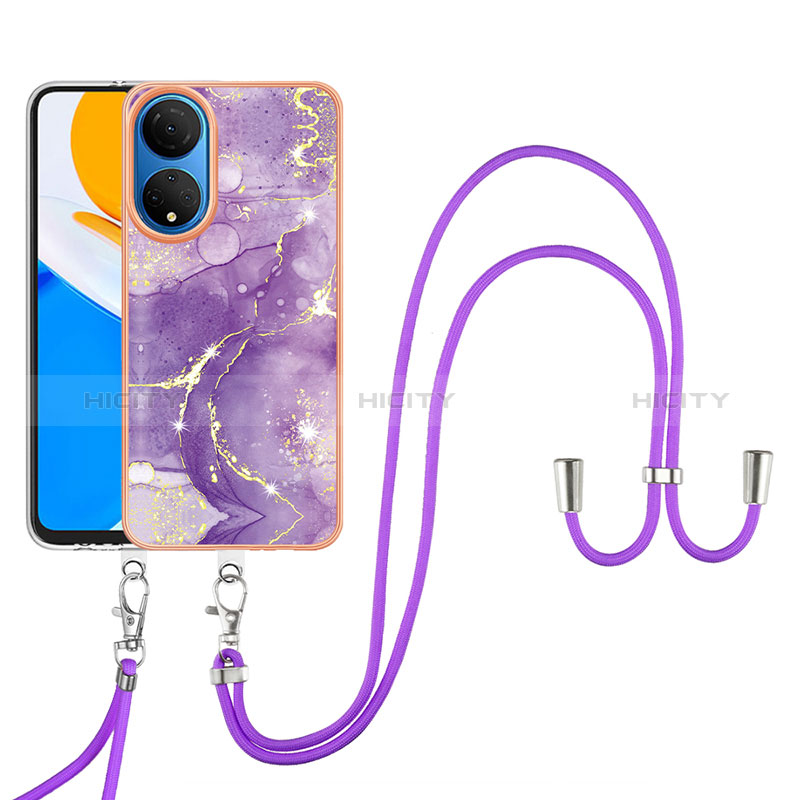 Custodia Silicone Gel Morbida Fantasia Modello Cover con Cinghia Cordino Mano Y05B per Huawei Honor X7