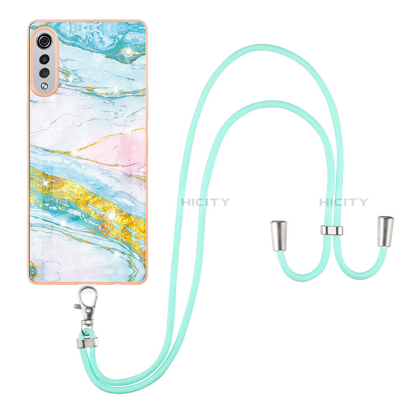 Custodia Silicone Gel Morbida Fantasia Modello Cover con Cinghia Cordino Mano Y05B per LG Velvet 5G