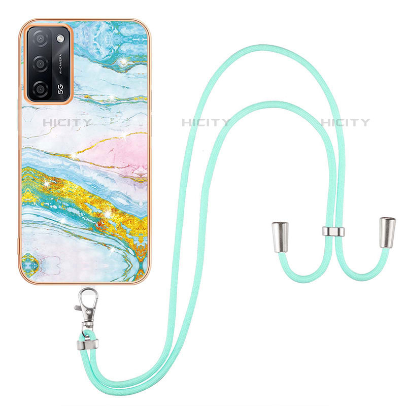 Custodia Silicone Gel Morbida Fantasia Modello Cover con Cinghia Cordino Mano Y05B per Oppo A53s 5G