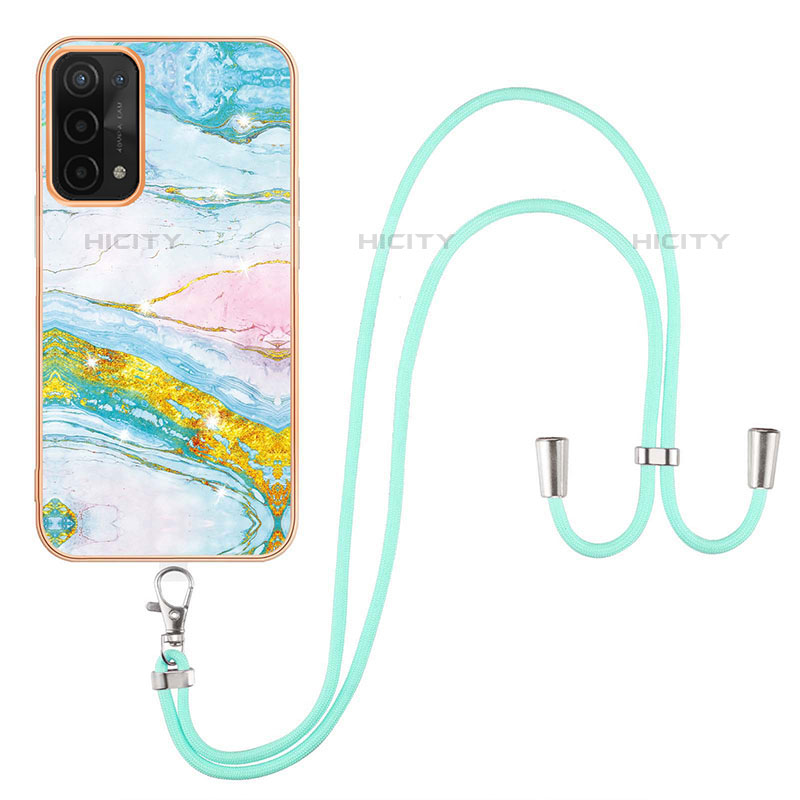 Custodia Silicone Gel Morbida Fantasia Modello Cover con Cinghia Cordino Mano Y05B per Oppo A93 5G