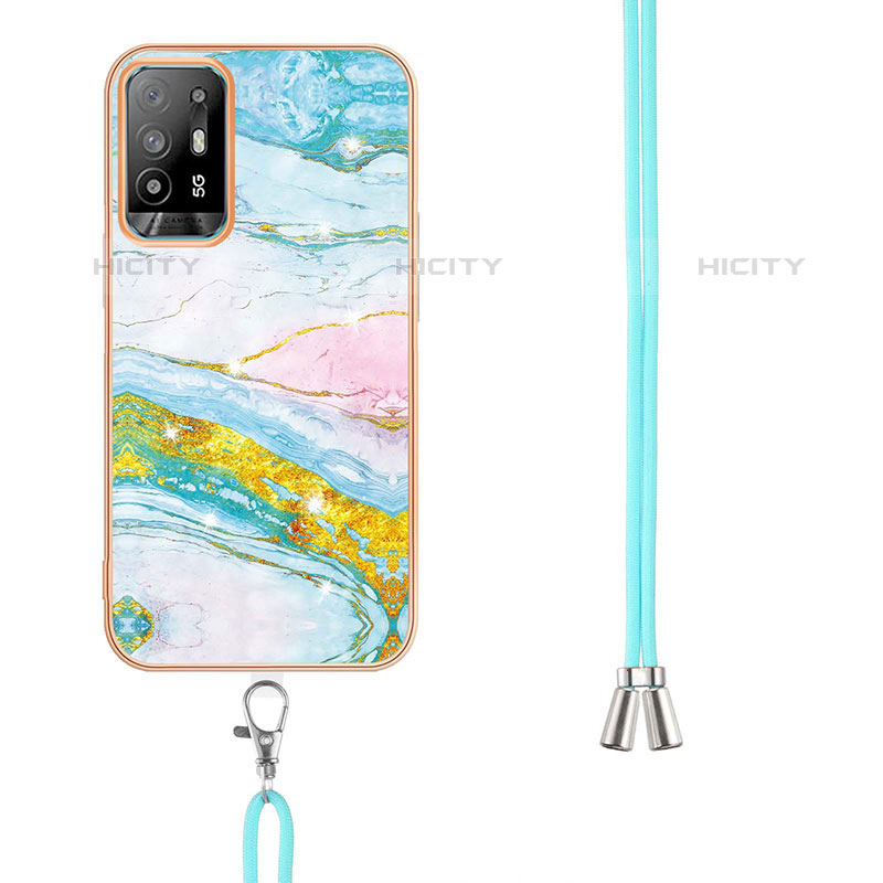 Custodia Silicone Gel Morbida Fantasia Modello Cover con Cinghia Cordino Mano Y05B per Oppo Reno5 Z 5G