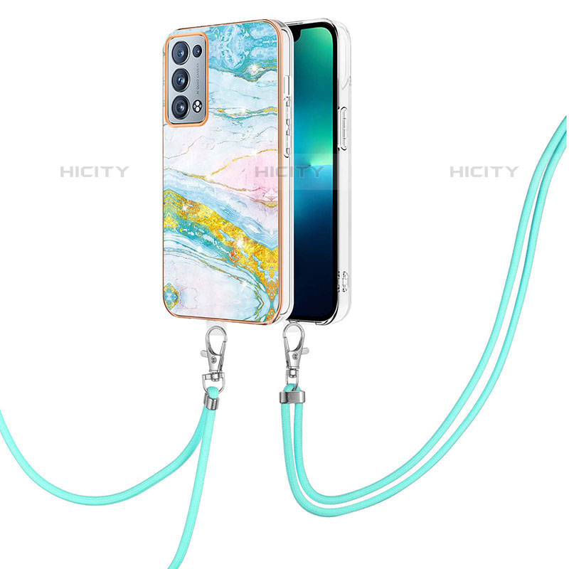 Custodia Silicone Gel Morbida Fantasia Modello Cover con Cinghia Cordino Mano Y05B per Oppo Reno6 Pro+ Plus 5G