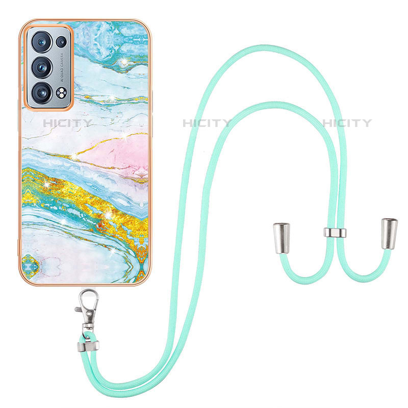 Custodia Silicone Gel Morbida Fantasia Modello Cover con Cinghia Cordino Mano Y05B per Oppo Reno6 Pro+ Plus 5G