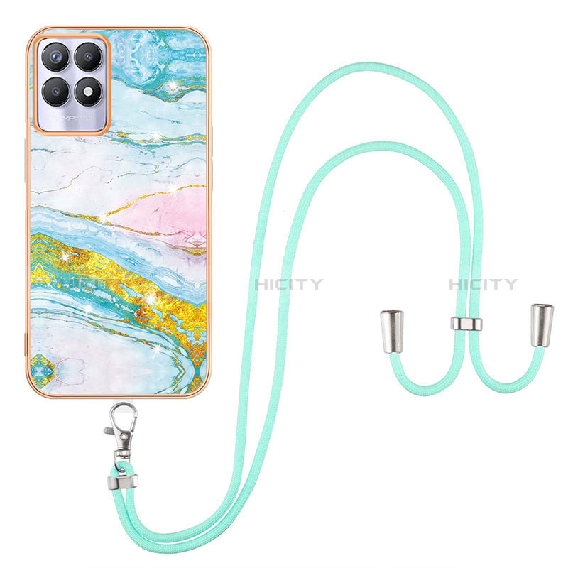 Custodia Silicone Gel Morbida Fantasia Modello Cover con Cinghia Cordino Mano Y05B per Realme 8i