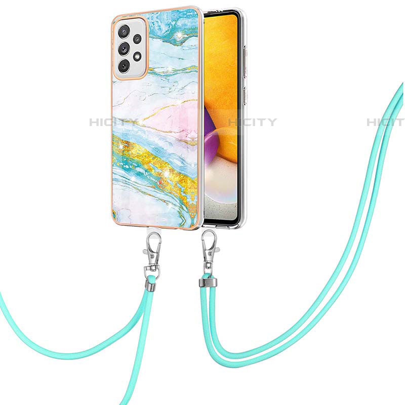 Custodia Silicone Gel Morbida Fantasia Modello Cover con Cinghia Cordino Mano Y05B per Samsung Galaxy A72 4G Colorato