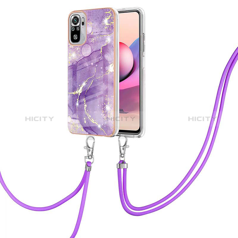 Custodia Silicone Gel Morbida Fantasia Modello Cover con Cinghia Cordino Mano Y05B per Xiaomi Poco M5S Viola