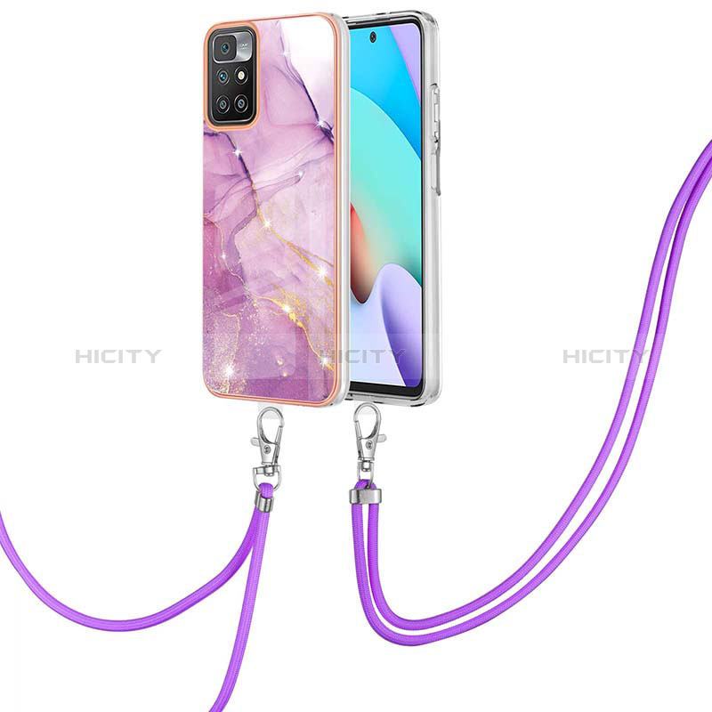 Custodia Silicone Gel Morbida Fantasia Modello Cover con Cinghia Cordino Mano Y05B per Xiaomi Redmi Note 11 4G (2021) Lavanda