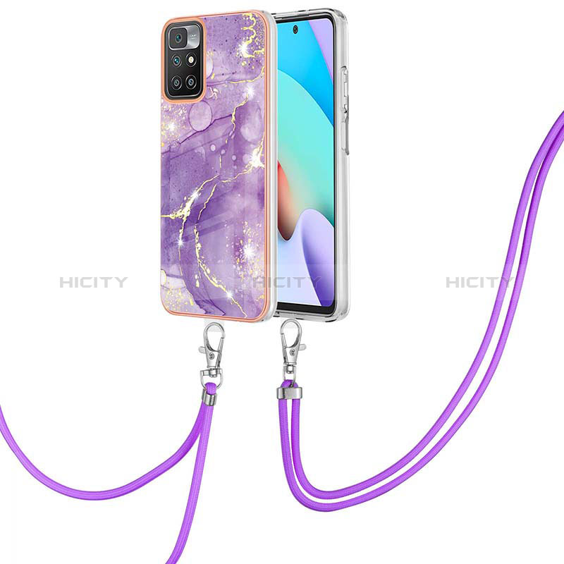 Custodia Silicone Gel Morbida Fantasia Modello Cover con Cinghia Cordino Mano Y05B per Xiaomi Redmi Note 11 4G (2021) Viola