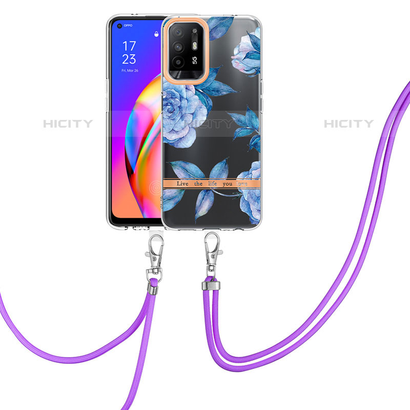 Custodia Silicone Gel Morbida Fantasia Modello Cover con Cinghia Cordino Mano Y06B per Oppo Reno5 Z 5G