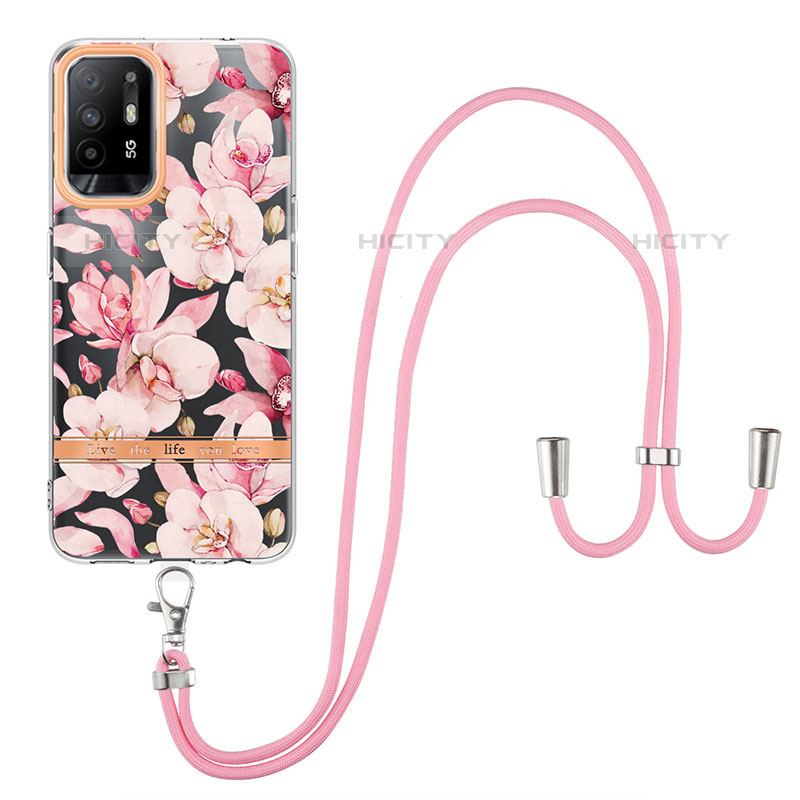 Custodia Silicone Gel Morbida Fantasia Modello Cover con Cinghia Cordino Mano Y06B per Oppo Reno5 Z 5G