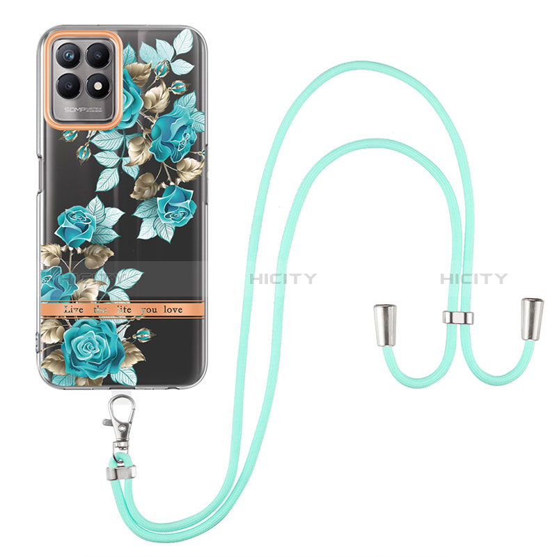 Custodia Silicone Gel Morbida Fantasia Modello Cover con Cinghia Cordino Mano Y06B per Realme 8i