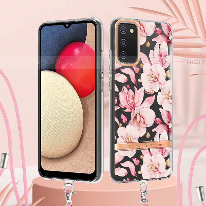 Custodia Silicone Gel Morbida Fantasia Modello Cover con Cinghia Cordino Mano Y06B per Samsung Galaxy A03s